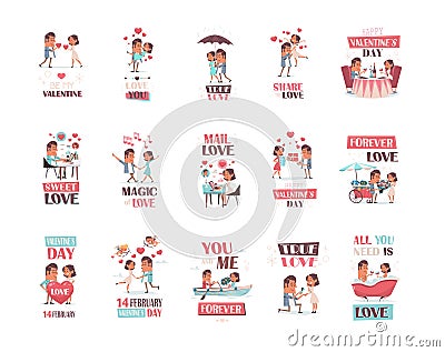 set couple in love girlfriend and boyfriend having fun valentines day celebration concept Vector Illustration