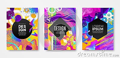 Set of cover design with abstract multicolored different shapes. Vector illustration template. Vector Illustration