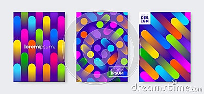 Set of cover design with abstract multicolored gradient shapes. Vector illustration template. Universal abstract design. Vector Illustration