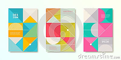 Set of cover design with simple abstract geometric shapes. Vector illustration template. Vector Illustration