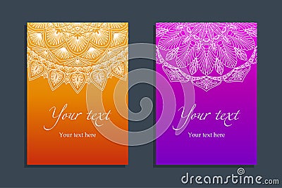 Set Covers with ethnic symmetric abstract circle Vector Illustration