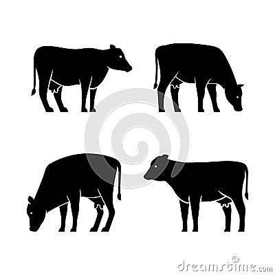 Set of Cow logo Vector Illustration
