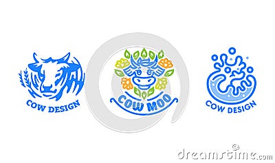 Set of cow logos. Vector Illustration