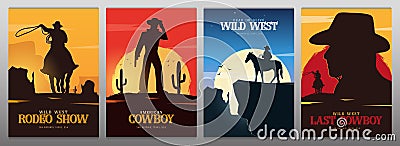 Set of Cowboy banners. Rodeo. Wild West banner. Texas. Vector illustration. Vector Illustration