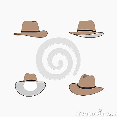 set of cowboy hat editable color vector Vector Illustration