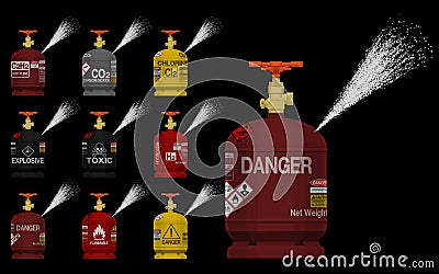 Set of cracked gas cylinder on transparent background Vector Illustration