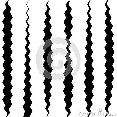 Set cracks from the earthquakes, the seismo dangerous vector crack on white background icon of seismology Vector Illustration