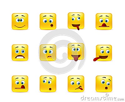 Set crazy emoticons Stock Photo