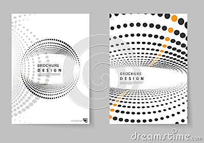 Set of crcle halftone dots pattern shapes. Modern geometric poster. Vector abstract cover brochure. Style decor poster Vector Illustration