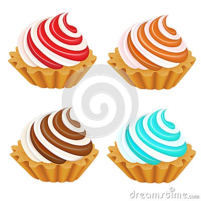 Set of cream cakes Vector Illustration