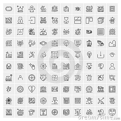 Set of 100 Creative Business Line Icons Vector Illustration