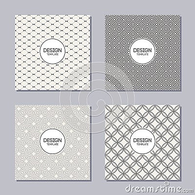 Set of 4 creative covers. Abstract geometric seamless patterns. Vector Illustration