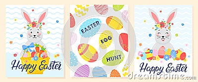 Set of creative Easter cards Vector Illustration