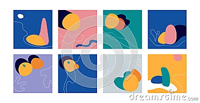 Set of creative minimalist hand painted illustrations for wall decoration, postcard or brochure cover design.Vector EPS8.Minimalis Vector Illustration