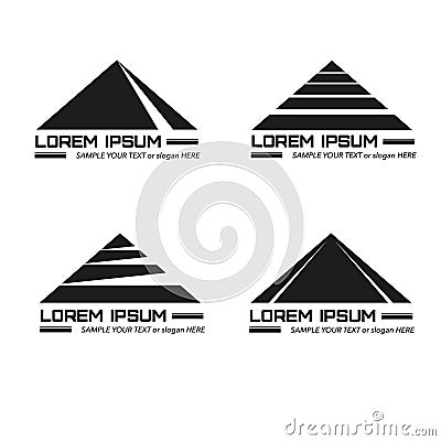 Set creative monochrome logos with stylized design pyramid Vector Illustration