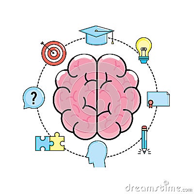 Set creative process and brainstorm invention Vector Illustration