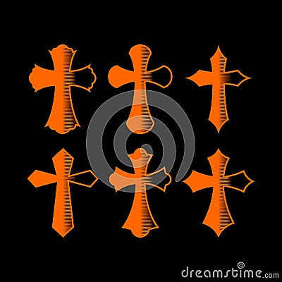 Set of crosses. Christian symbols. Religious signs. Vector Illustration