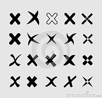 Set of crosses icons. Vector Illustration