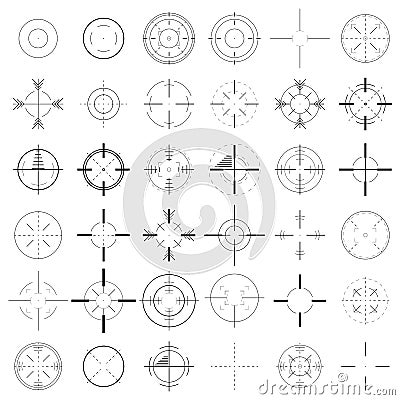 Set of crosshairs icon. Collection of targets and destination icons. Vector Illustration