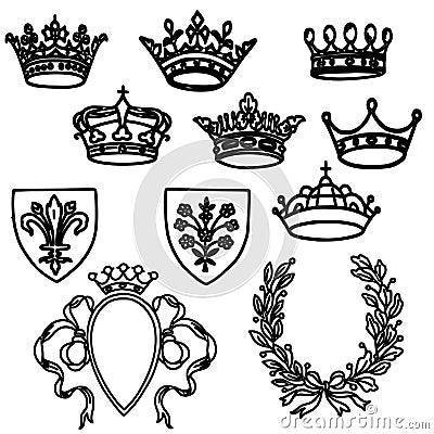Set of crowns Cartoon Illustration