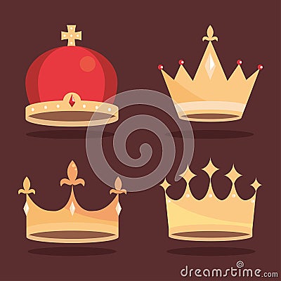 set crowns luxury Vector Illustration