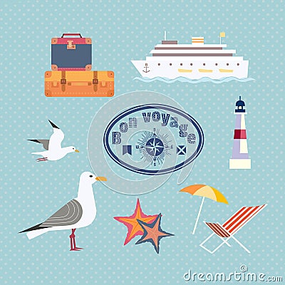 Set of cruise trip icons Vector Illustration