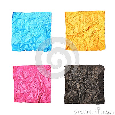 Set of crumpled paper sheets isolated Stock Photo