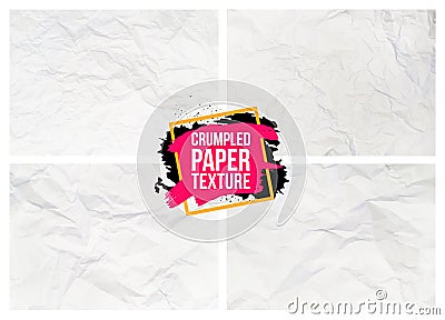 Set of crumpled paper texture. Realistic wrinkled sheet. White crumpled paper abstract background texture. Vector illustration. Vector Illustration