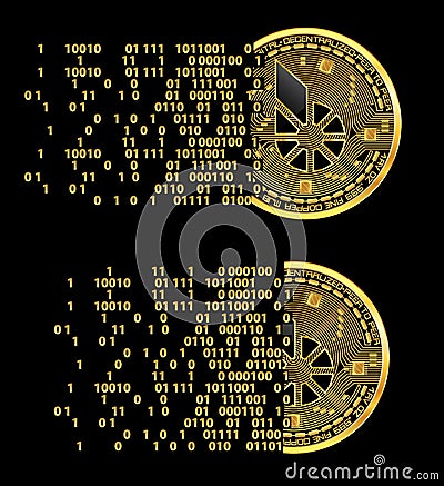 Set of crypto currency bitshares golden symbols Vector Illustration