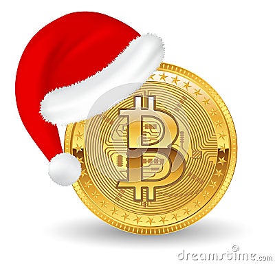 Set of crypto currency golden with christmas concept or digital currency bitcoin or digital payment currency etherum litecoin Vector Illustration