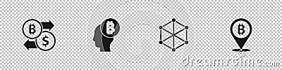 Set Cryptocurrency exchange, Bitcoin think, Blockchain technology and icon. Vector Vector Illustration