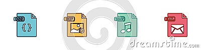 Set CSS file document, GIF, WAV and EML icon. Vector Vector Illustration