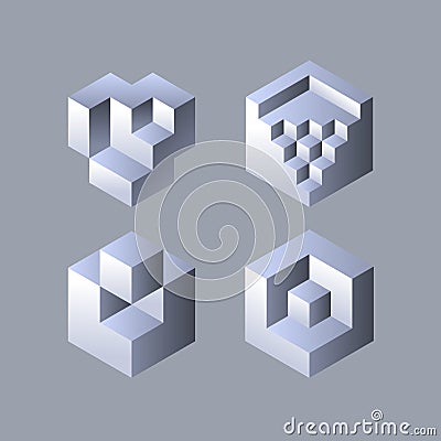 Set of cubic objects Vector Illustration
