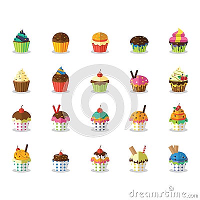 set of cupcake icons. Vector illustration decorative design Vector Illustration