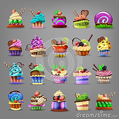 Set of cupcake. Vector Illustration
