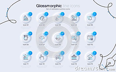 Set of Cursor, Cloud upload and Annual tax line icons for web app. Pictogram icon. Vector Vector Illustration