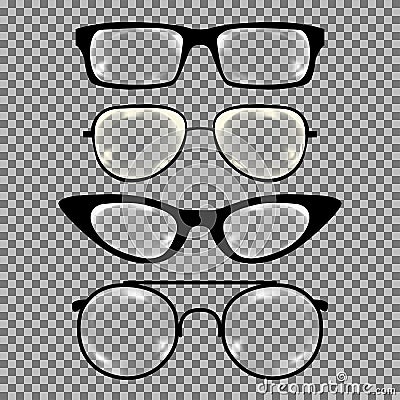 Set of custom glasses isolated Vector Illustration