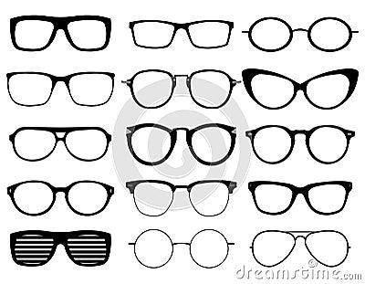 Set of custom glasses isolated Vector Illustration