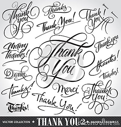Set of custom THANK YOU hand lettering (vector) Vector Illustration