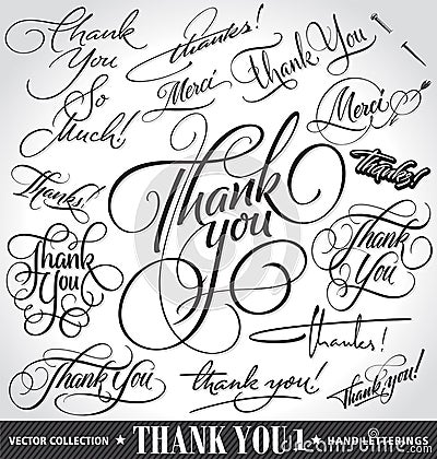 Set of custom THANK YOU hand lettering (vector) Vector Illustration