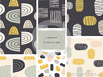 Set of cute abstract seamless patterns. Endless texture for wallpaper, home textile, fabric,carpets,covers,stationery. Different Vector Illustration