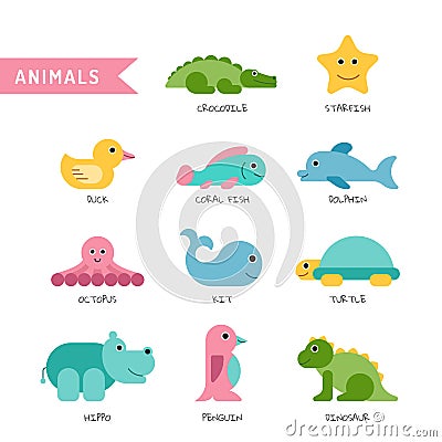 Set cute animals Vector Illustration