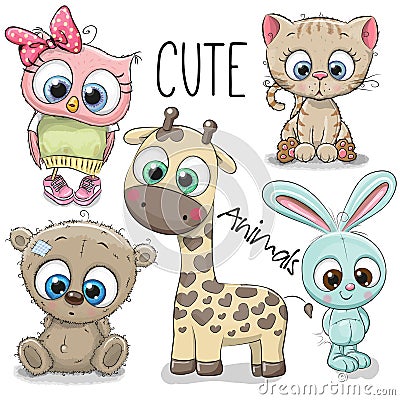 Set of Cute Animals Vector Illustration