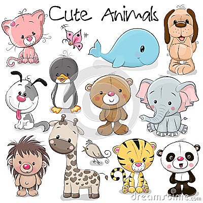 Set of Cute Animals Vector Illustration