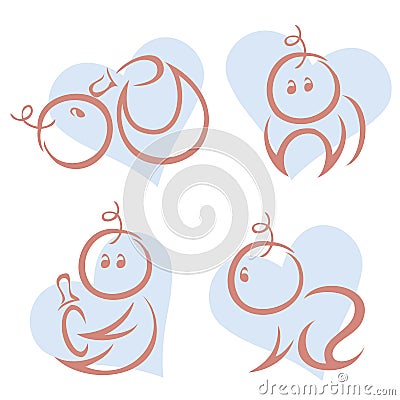 Set of cute babies Vector Illustration