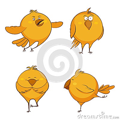 Set of cute cartoon chickens, for print, game, web Vector Illustration