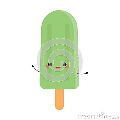 Set of cute cartoon ice creams.Vector illustration of healthy food for takeout, bar or restaurant menu Vector Illustration