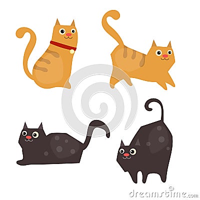 Set of cute cats Vector Illustration