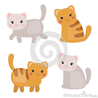 Set of cute cats Vector Illustration