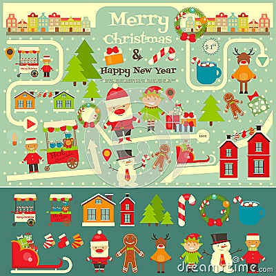 Set of Cute Christmas character Vector Illustration